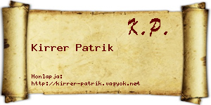 Kirrer Patrik névjegykártya